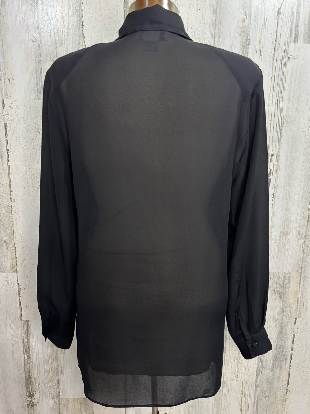 Vintage Black Sheer Panel Button-Up Shirt - Picture 6 of 9